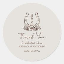 Rustic Western Boho Horseshoe Wedding Thank You 