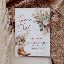Rustic Western Boho Save the Date Card with Photo