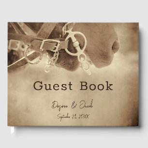 Rustic Western Brown Horse Wedding Guest Book