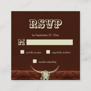 Rustic Western Bull Skull Wedding RSVP Enclosure Card
