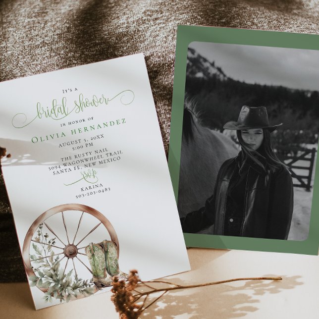 Rustic Western Calligraphic Bridal Shower Invitation (Creator Uploaded)