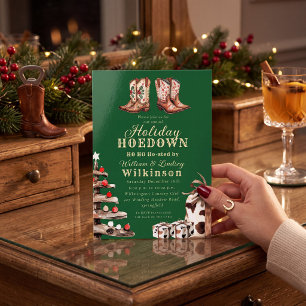 Rustic Western Christmas Boots Holiday Hoedown Invitation