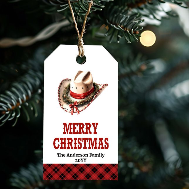 Rustic Western Christmas gift tag with cowboy hat (Rustic Western Christmas gift tag with cowboy hat)