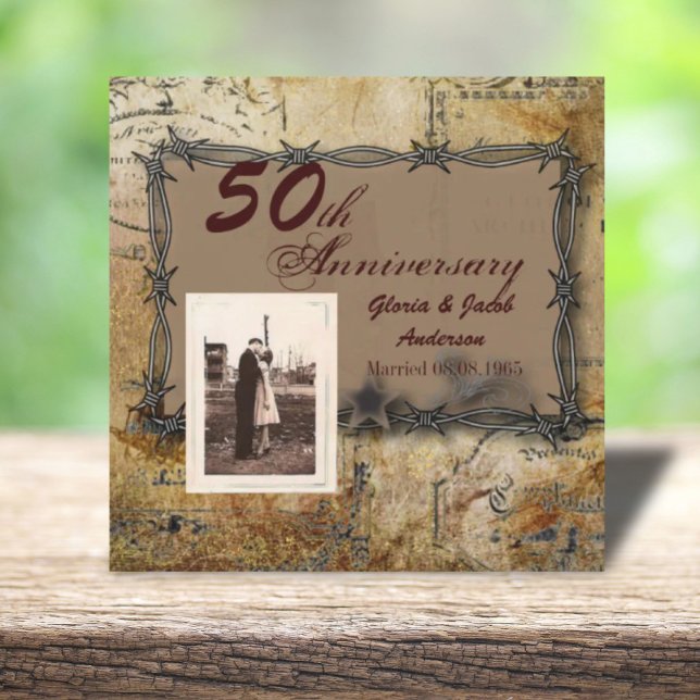 rustic western country 50th wedding anniversary invitation (rustic western country 50th wedding anniversary invitation)