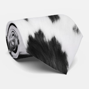 Rustic Western Country Black White Cowhide Tie