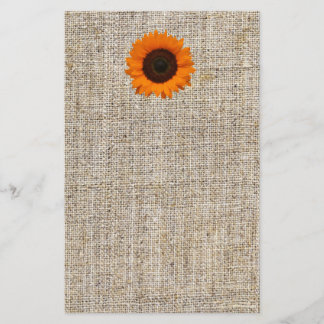 Rustic Western Country Burlap Sunflower Wedding Stationery