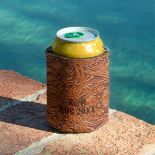 Rustic western country cowboy wedding favour can cooler