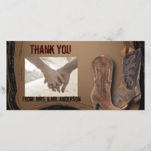 rustic western country cowboy wedding thank you card