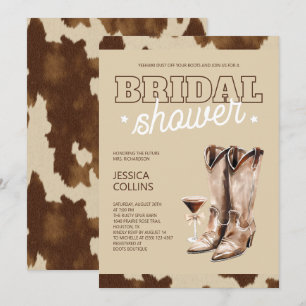 Rustic Western Country Cowgirl Boots Bridal Shower Invitation