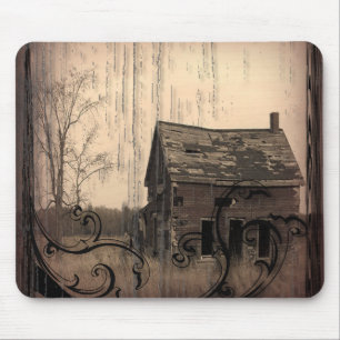 rustic western country farm barn wedding mouse pad