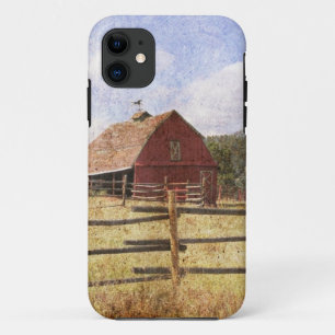 Rustic Western Country Farm Primitive Red Barn iPhone 11 Case
