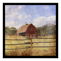 Rustic Western Country Farm Primitive Red Barn