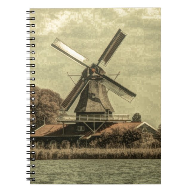 Rustic western country farmhouse antique windmill notebook (Front)