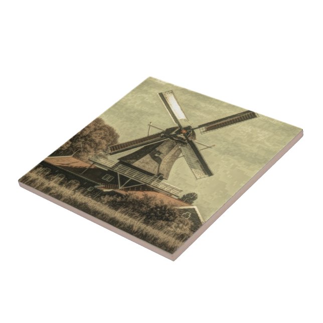 Rustic western country farmhouse antique windmill tile (Side)