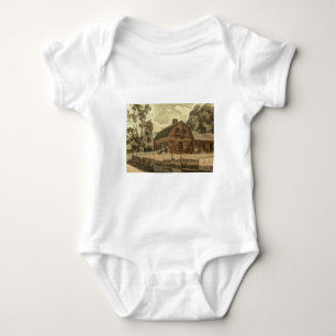 Rustic Western Country Farmhouse Chic Red Barn Baby Bodysuit