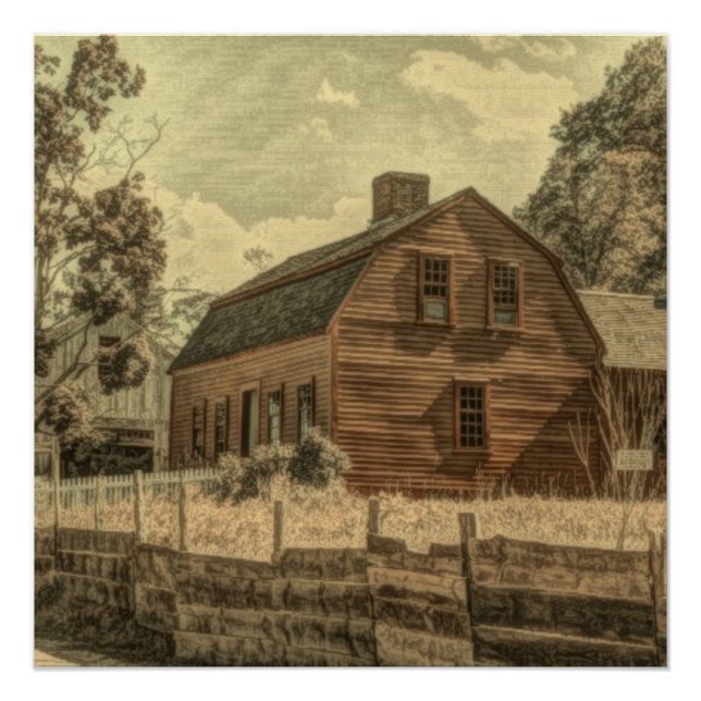 Rustic Western Country Farmhouse Chic Red Barn Poster (Front)