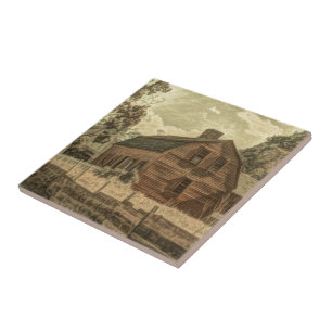Rustic Western Country Farmhouse Chic Red Barn Tile