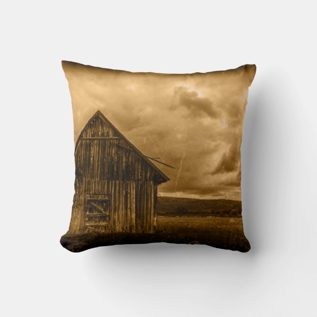 rustic western country farmhouse old barn cushion (Front)