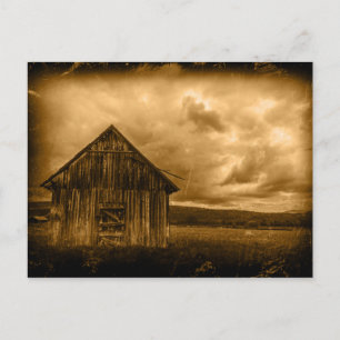 rustic western country farmhouse old barn postcard