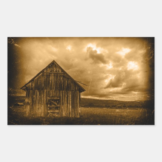 rustic western country farmhouse old barn rectangular sticker (Front)