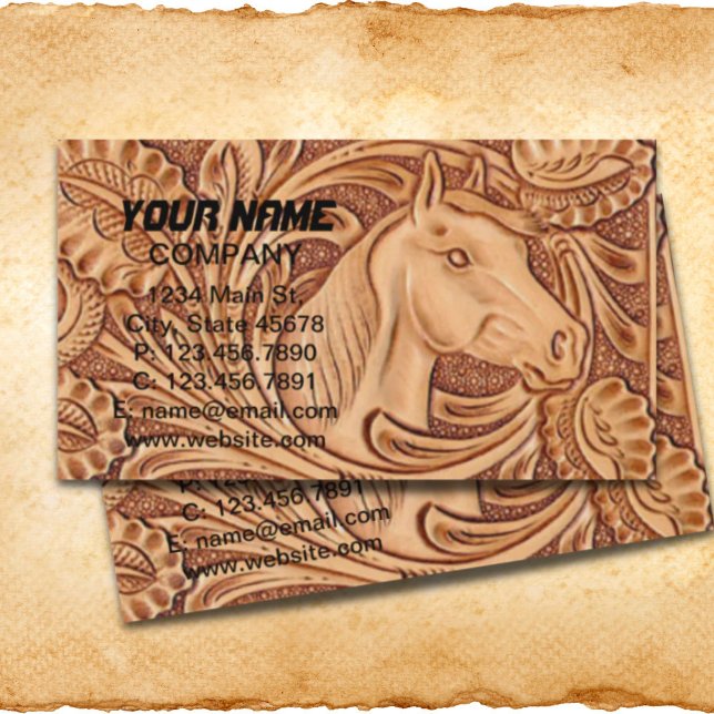 rustic western country leather equestrian horse business card (rustic western country leather equestrian horse business card)