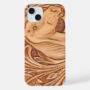 rustic western country leather equestrian horse iPhone 15 plus case
