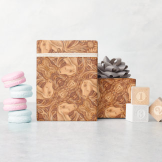 rustic western country leather equestrian horse wrapping paper