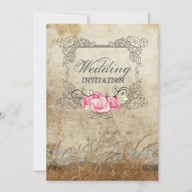 rustic western country outdoor wedding invitation (Front)