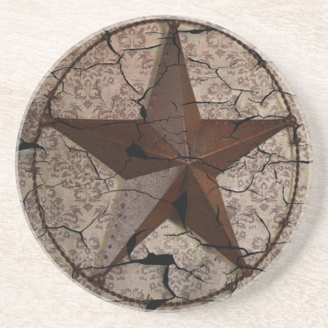 Rustic Western Country Primitive Texas Star Coaster (Front)
