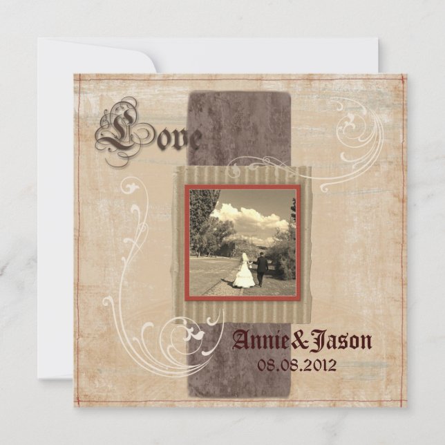 rustic western country steampunk wedding invitation (Front)