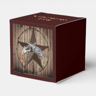 rustic western country texas star cowboy pistol favour box