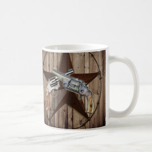 rustic western country texas star cowboy pistols coffee mug