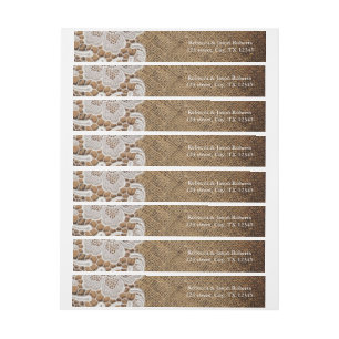 rustic western country wedding burlap and lace wraparound address label