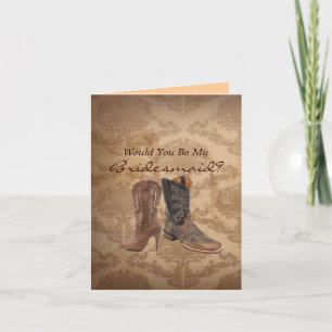rustic western country Will You Be My Bridesmaid Invitation
