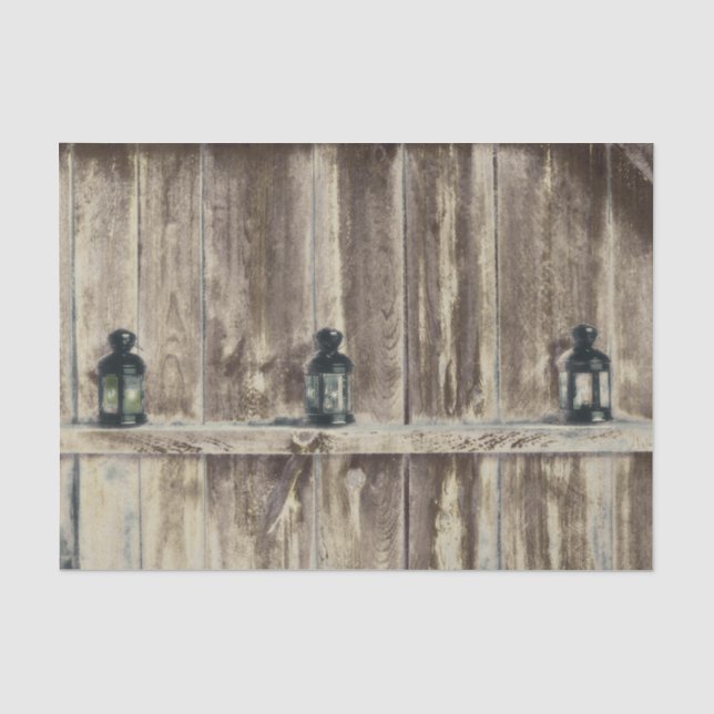 Rustic Western Country Wood Barn Lanterns Tissue Paper (Front)