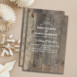 rustic western country woodgrain barn wedding invitation