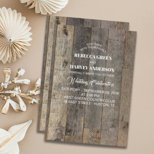 rustic western country woodgrain barn wedding invitation