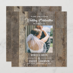rustic western country woodgrain barn wedding invitation