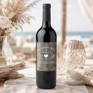 rustic western country woodgrain barn wedding wine label