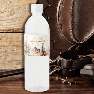 Rustic Western Cowboy Baby Shower Water Bottle Label