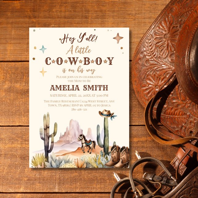 Rustic Western Cowboy Baby Shower Wild West Invitation (Creator Uploaded)