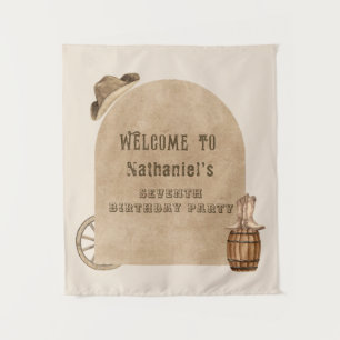 Rustic western cowboy  birthday backdrop  tapestry