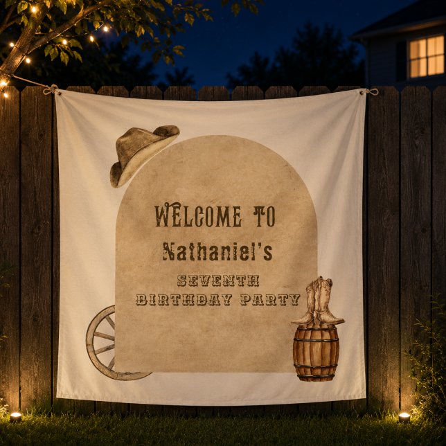 Rustic western cowboy  birthday backdrop  tapestry (Creator Uploaded)