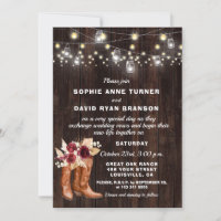 Rustic Western Cowboy Boots Pampas Grass Wedding
