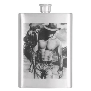 Rustic Western Cowboy Cool Original Art Classic  Hip Flask