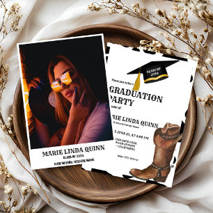 Rustic Western Cowboy Graduation Party Invitation