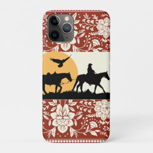 Rustic Western Cowboy Horse Floral Folk Art Sunset Case-Mate iPhone Case