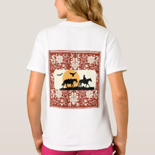 Rustic Western Cowboy Horse Floral Folk Art Sunset T-Shirt