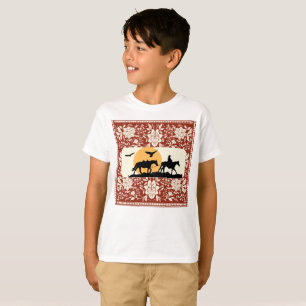 Rustic Western Cowboy Horse Floral Folk Art Sunset T-Shirt