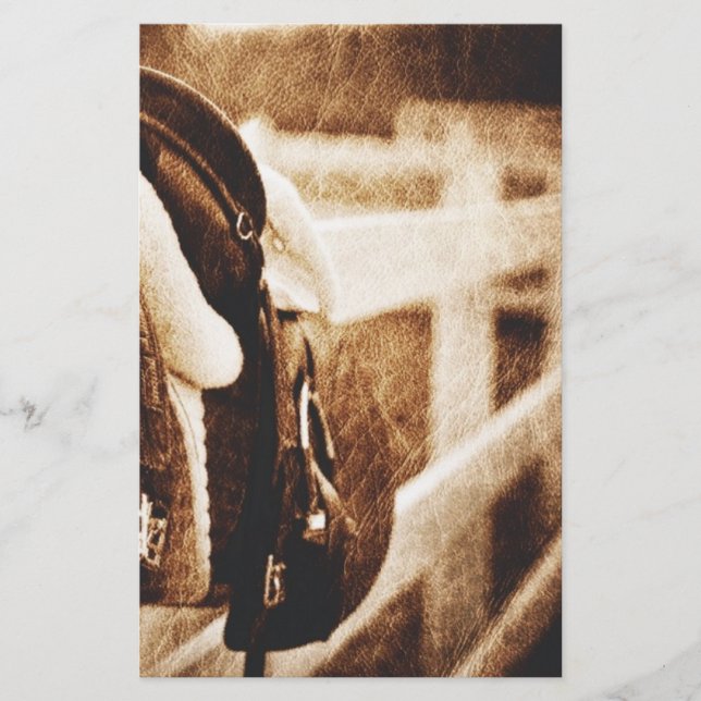 Rustic western cowboy horse saddle wedding (Front)